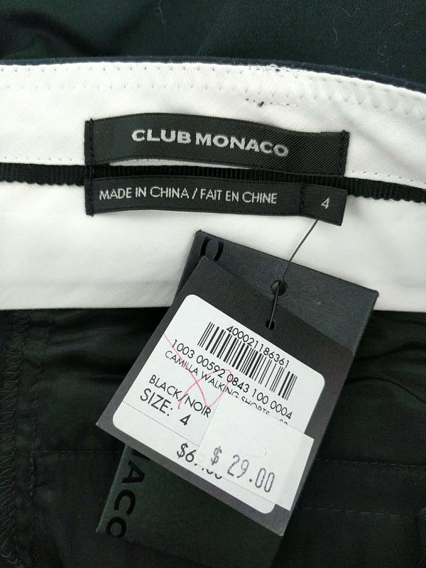 Club Monaco Camilla Walking Shorts Low Rise Black Bermuda Womens Size 4
