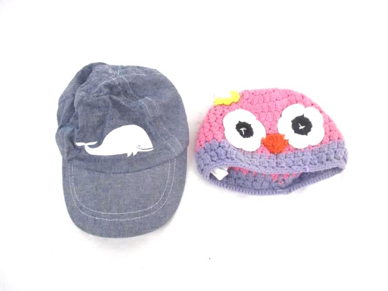 Lot of 6 Infant Baby Girl Hats Beanies Baseball Cap Owl Crochet Different Sizes