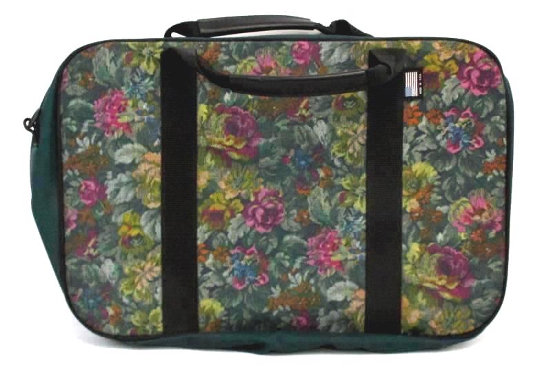 Uphill Down USA Travel Bag Messenger Luggage Green Floral Canvas Missing Strap