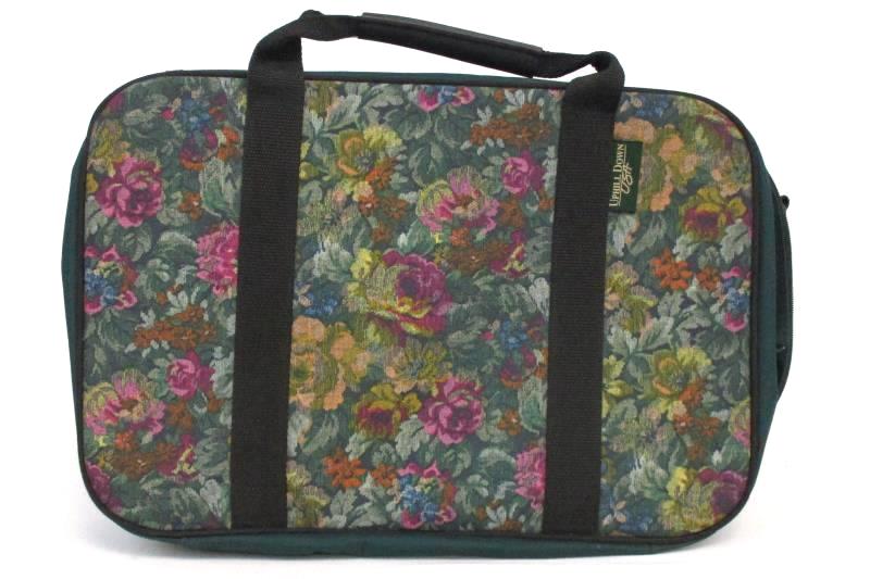 Uphill Down USA Travel Bag Messenger Luggage Green Floral Canvas Missing Strap