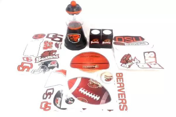 Lot of 7 OSU Oregon State University Items Battery Powered Candles Stickers Jar