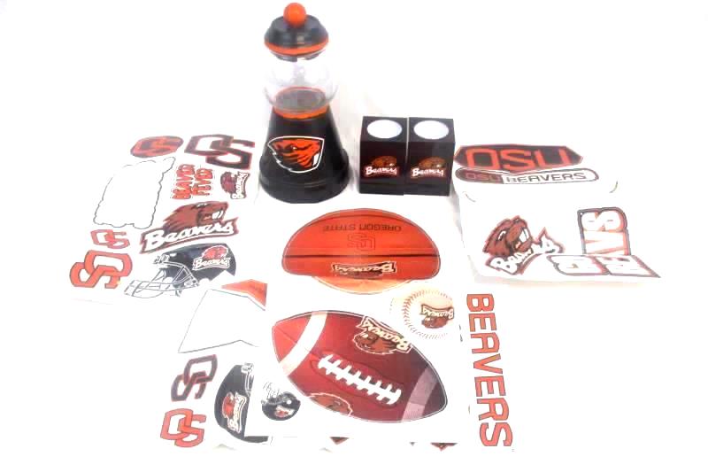 Lot of 7 OSU Oregon State University Items Battery Powered Candles Stickers Jar