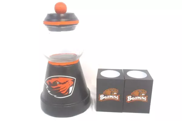 Lot of 7 OSU Oregon State University Items Battery Powered Candles Stickers Jar