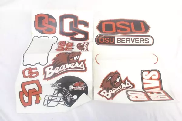 Lot of 7 OSU Oregon State University Items Battery Powered Candles Stickers Jar