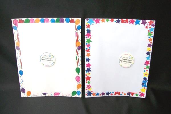 Lot of 2 Computer Printer Paper 40 Sheets Birthday Fun Balloon Stars Border