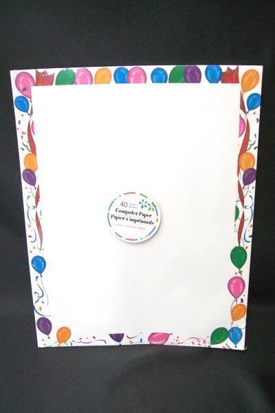 Lot of 2 Computer Printer Paper 40 Sheets Birthday Fun Balloon Stars Border
