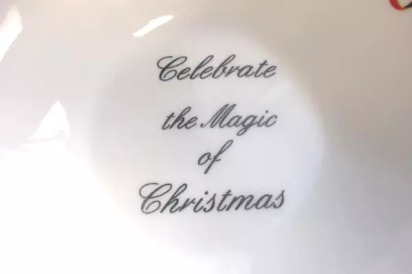 ATICO Serving Bowl Celebrate The Magic of Christmas Poinsettia Holly Berries
