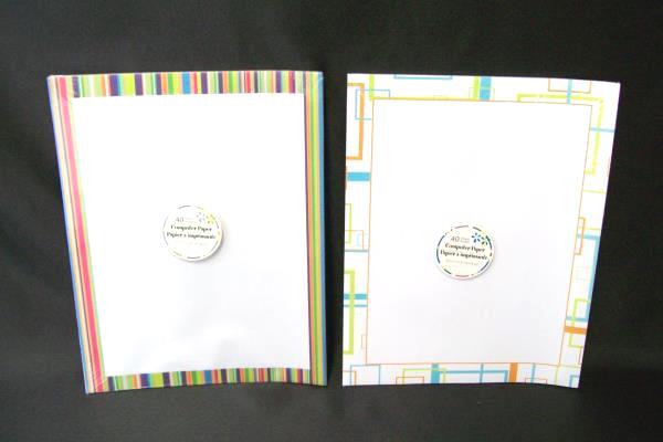 Lot of 2 Computer Printer Paper 40 Sheets Each Fun Colored Boarders Geometric