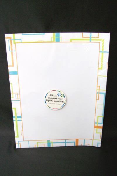 Lot of 2 Computer Printer Paper 40 Sheets Each Fun Colored Boarders Geometric