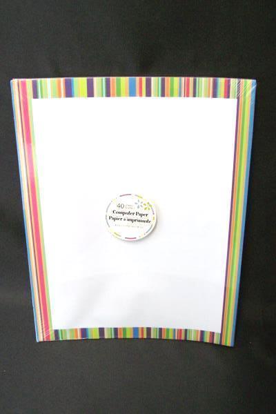 Lot of 2 Computer Printer Paper 40 Sheets Each Fun Colored Boarders Geometric