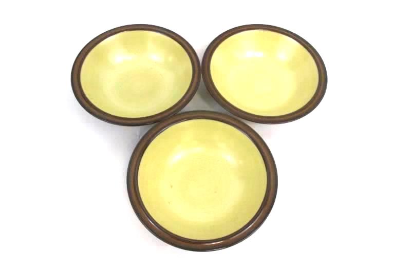 Lot of 3 Stone Ware Vintage Brown Beige Cereal Salad Bowls 7 Inch Round Japan