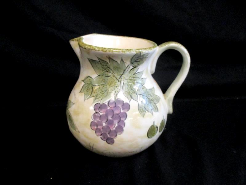 Tabletops Unlimited Sorento Hand Painted Pitcher And Wash Bowl Set Grapes