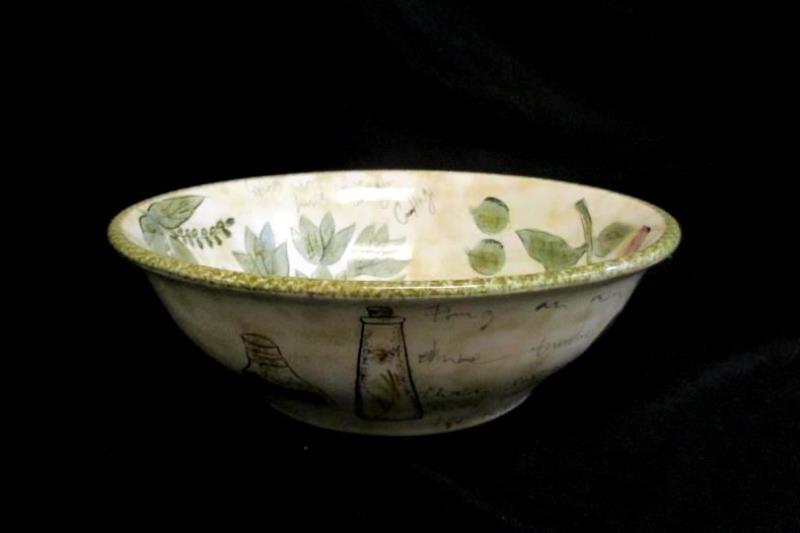 Tabletops Unlimited Sorento Hand Painted Pitcher And Wash Bowl Set Grapes