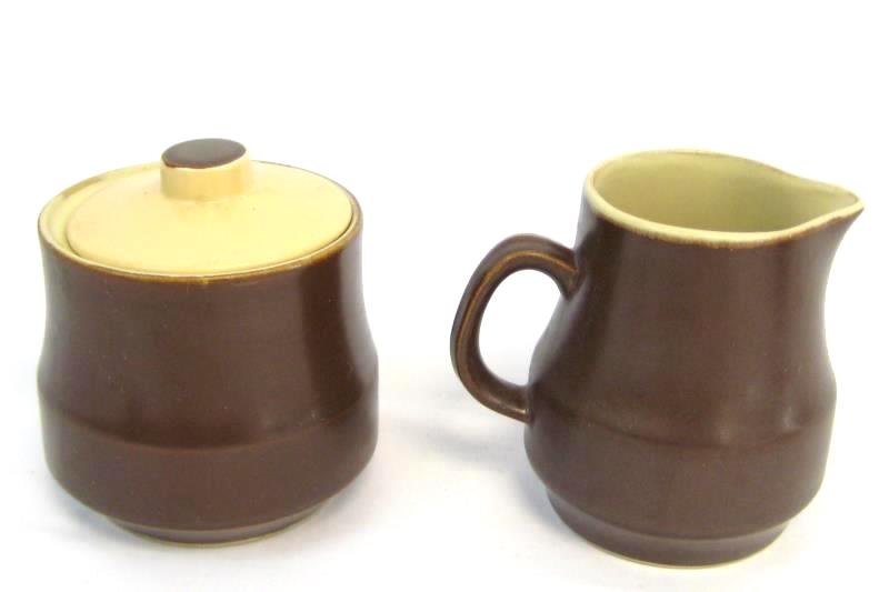 Lot of 3 StoneWare Vintage Lidded Sugar Dish Creamer Pitcher Butter Keeper Japan
