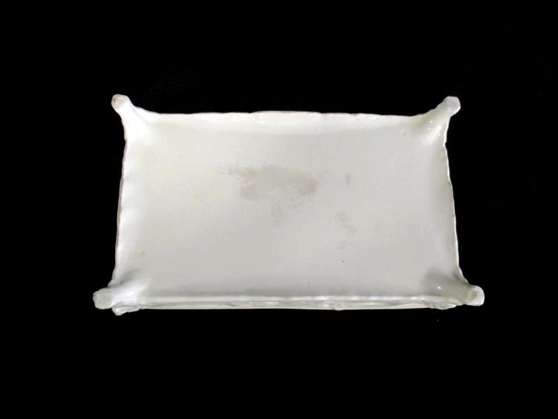 Vintage Porcelain Jewelry Box Asian Dragon Off White Footed 6.25 x 3.75in