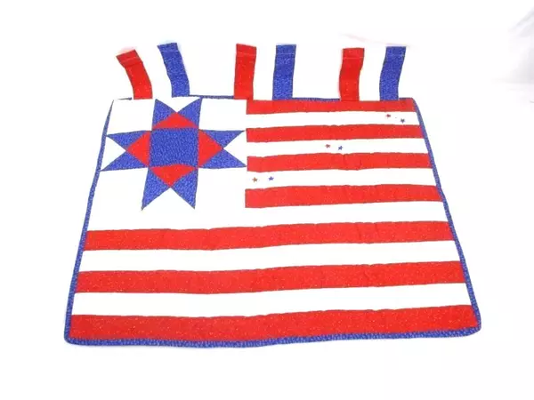 Red White and Blue with Star Flag Quilt Wall Hanging 31 x 29 inches