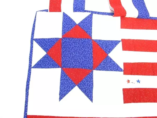 Red White and Blue with Star Flag Quilt Wall Hanging 31 x 29 inches