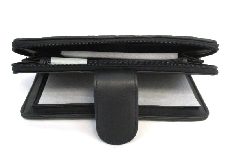 English Leather Women's Wallet Black Patchwork Multi Pocket Card Slots With Tag