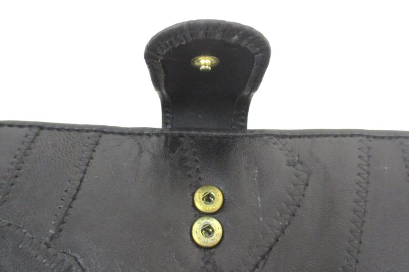 English Leather Women's Wallet Black Patchwork Multi Pocket Card Slots With Tag