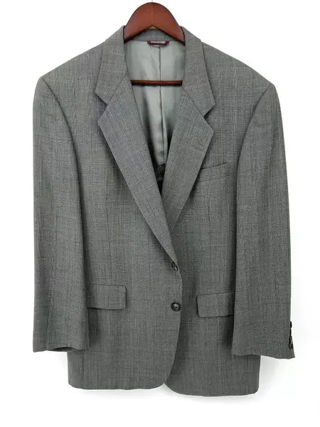HART SCHAFFNER MARX Suit Jacket 100% Australian Wool Gray Plaid Mens 42 R