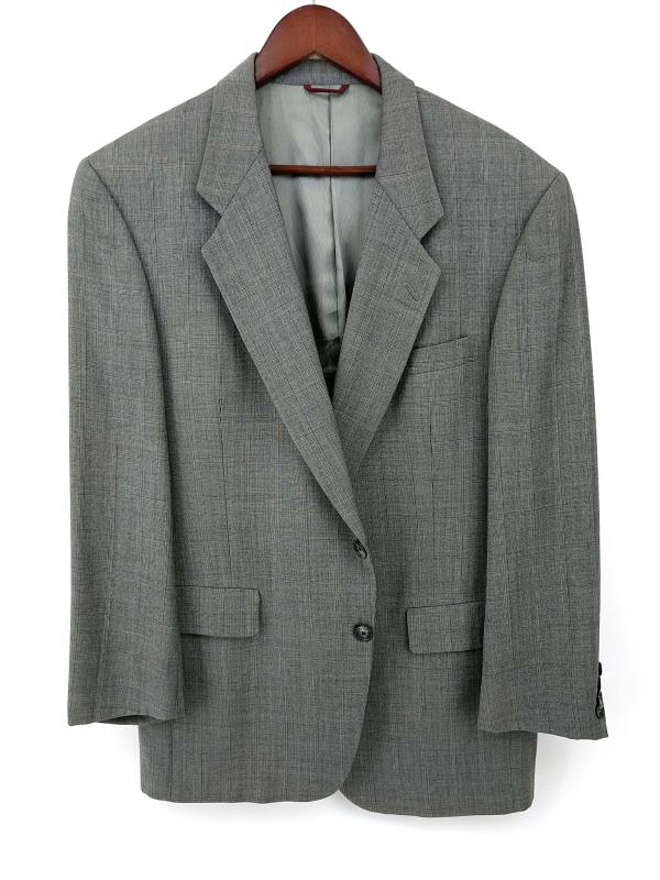 HART SCHAFFNER MARX Suit Jacket 100% Australian Wool Gray Plaid Mens 42 R