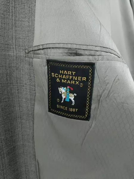 HART SCHAFFNER MARX Suit Jacket 100% Australian Wool Gray Plaid Mens 42 R