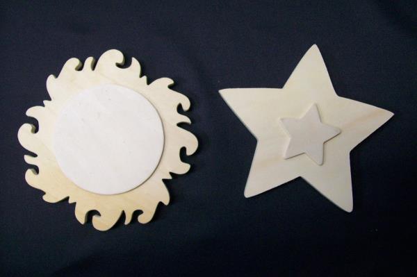 Lot of 13 Wooden Block Shapes - Bugs & Stars With Butterfly Coat Hanger