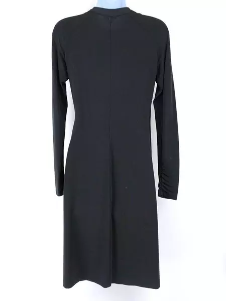LAFAYETTE 148 Faux Wrap Wiggle Dress Surplice Black Stretch Long Sleeve Sz 2