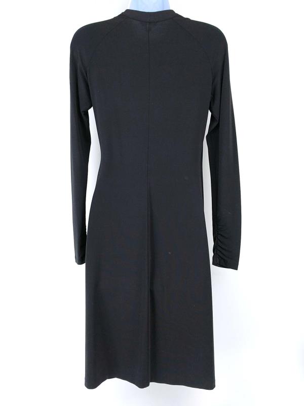 LAFAYETTE 148 Faux Wrap Wiggle Dress Surplice Black Stretch Long Sleeve Sz 2