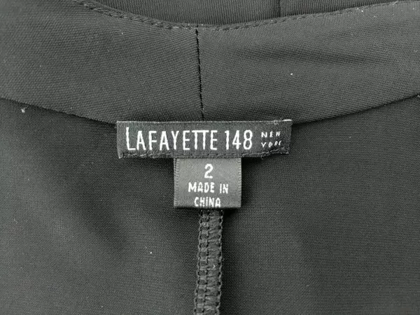 LAFAYETTE 148 Faux Wrap Wiggle Dress Surplice Black Stretch Long Sleeve Sz 2