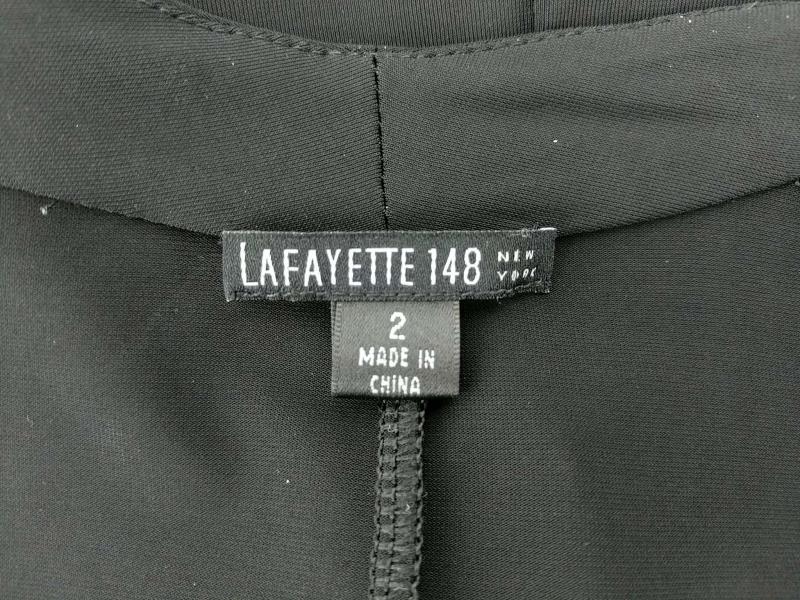 LAFAYETTE 148 Faux Wrap Wiggle Dress Surplice Black Stretch Long Sleeve Sz 2