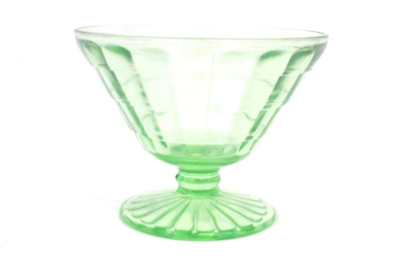 Lot of 8 Anchor Hocking Green Depression Glass Dessert Dishes and Serving Dish