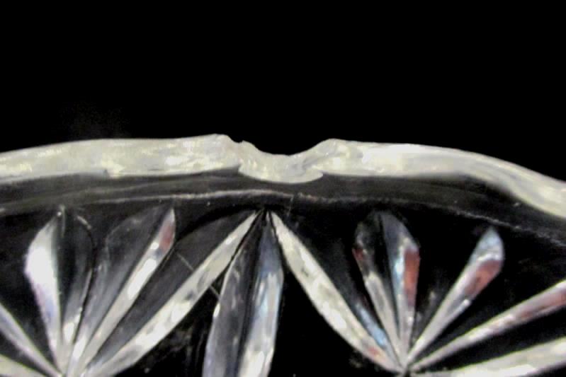 Vintage Glass Clear Divided Relish Dish With Handles Floral Fan Design