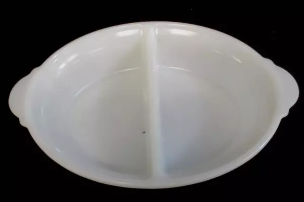 Vintage Maid Of Honor White Glass Divided Serving Dish Bowl 12" Oval