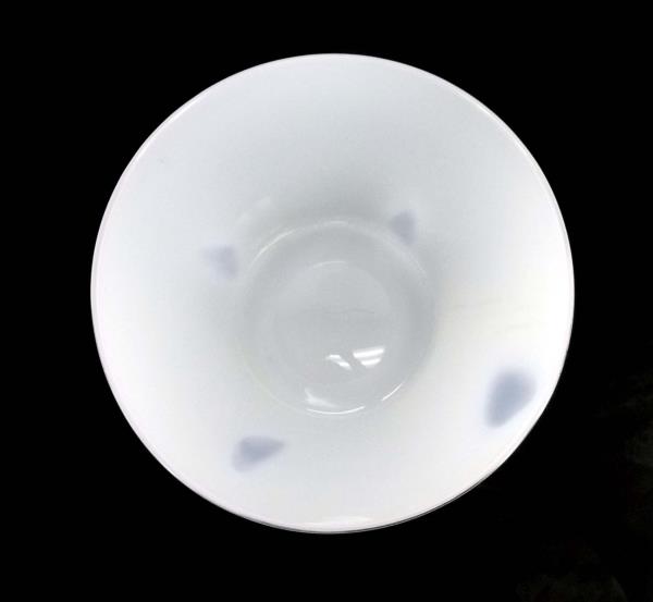 Art Glass Bowl Serving Fruit Decor Clear White Blue Retro Art Deco 9" Diameter