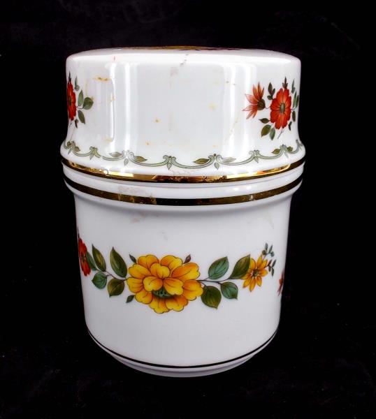 Tea Coffee Jar with Lid Autumn Floral Pattern Gold Gilt Rim ~ Kuba Porzellan