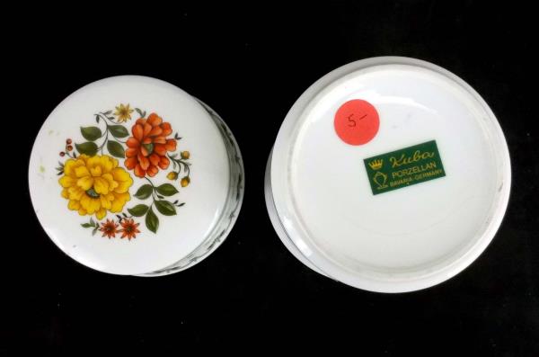 Tea Coffee Jar with Lid Autumn Floral Pattern Gold Gilt Rim ~ Kuba Porzellan