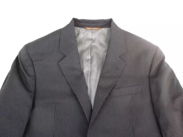 Merona Men's 2 Button Front Black Pinstripe Blazer Suit Jacket Pure Wool Sz 38R