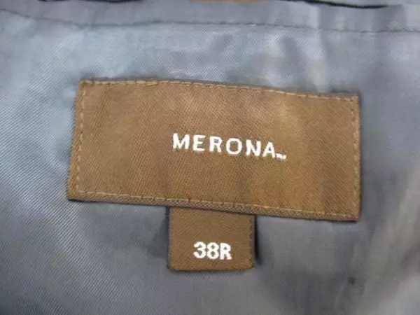 Merona Men's 2 Button Front Black Pinstripe Blazer Suit Jacket Pure Wool Sz 38R