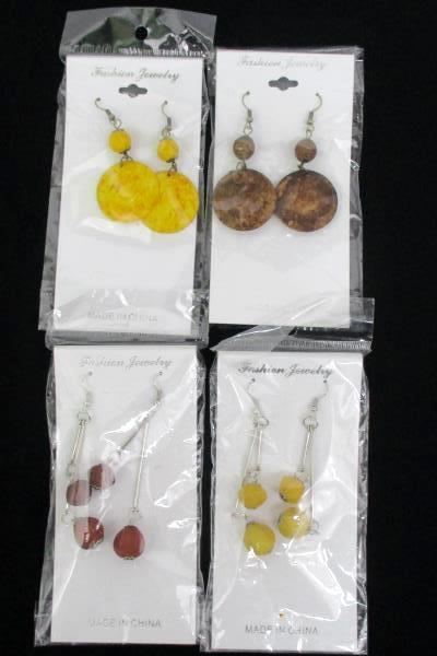 Lot of 4 Pairs of Earrings Dangle Pierced Fashion Earrings Threader