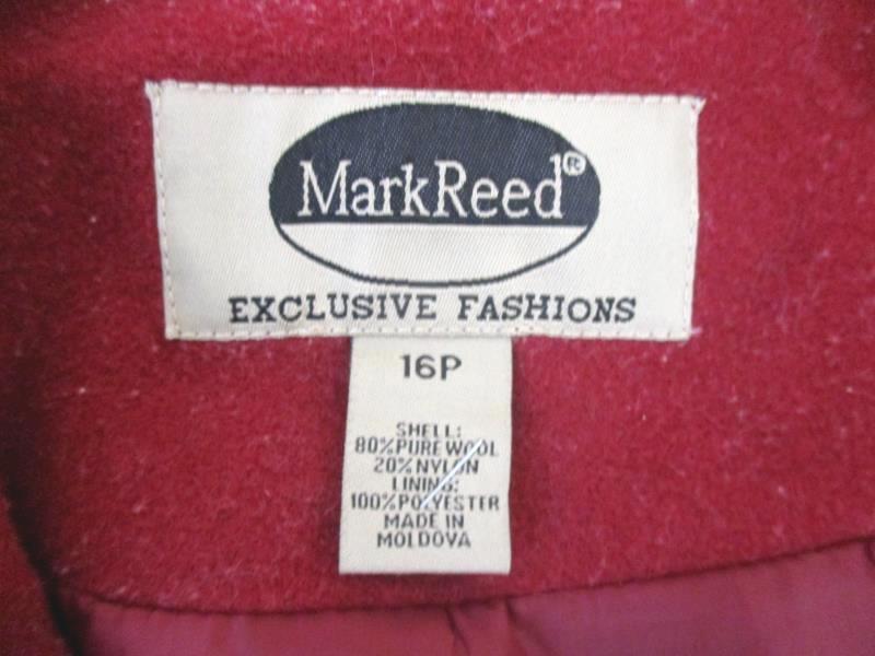 Mark Reed Women's Dark Red Button Up Wool Blend Coat Lined Size 16 Petite