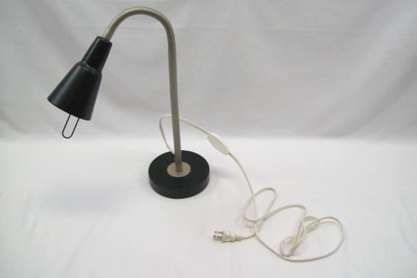 IKEA Desk Lamp Adjustable Neck Black And Silver W/ White Switch Cord