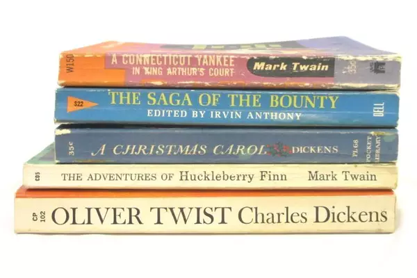 Lot of 5 Classic Novels Vintage Paperback Oliver Twist Adventures of Huck Finn