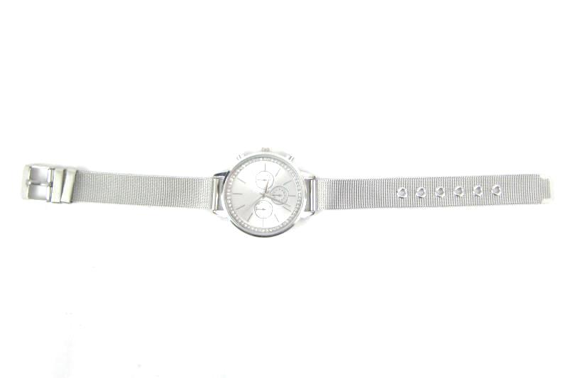 Classic Time Womens Chronograph Wrist Watch Day Date Rhinestones Silver Working