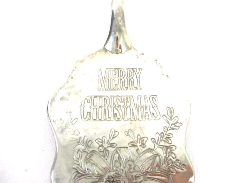 Vintage Merry Christmas Cake Pie Server Engraved Holiday Decor