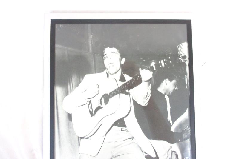 Framed Black & White Photo Elvis 1950s Concert Photo 9 x 11 Picture Table Top