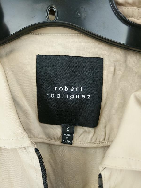 Robert Rodriguez Short Sleeve Moto Jacket Beige Satin Ruffle Size 8