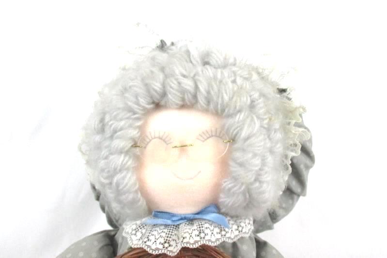 Vintage Weighted Grandma Grammy Chair Side Knit Yarn Basket Holder Plush