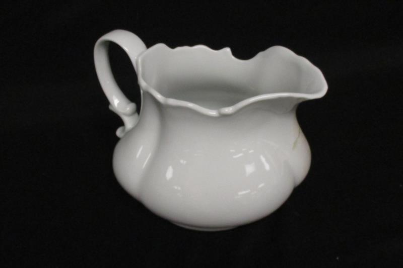 Vintage Porcelain Pitcher Beige White Purple Berry White Flower Design