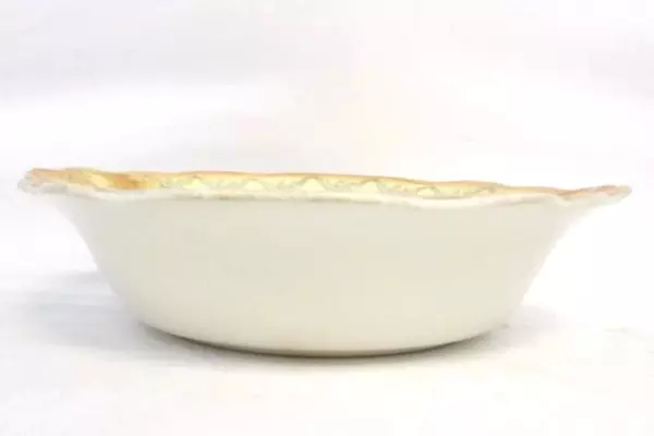 Antique Hand Painted Decorative Serving Bowl Orange Gold Rim Floral Marked 1886